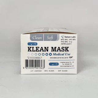 Klean Mask (สีขาว) หน้ากากอนามัย 1กล่อง มี 50ชิ้น