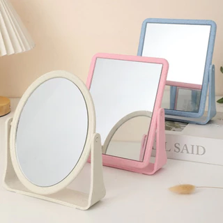กระจกแต่งหน้า (2 ด้าน) ปรับหมุนได้ 360 องศา กระจกตั้งโต๊ะ Cosmetic