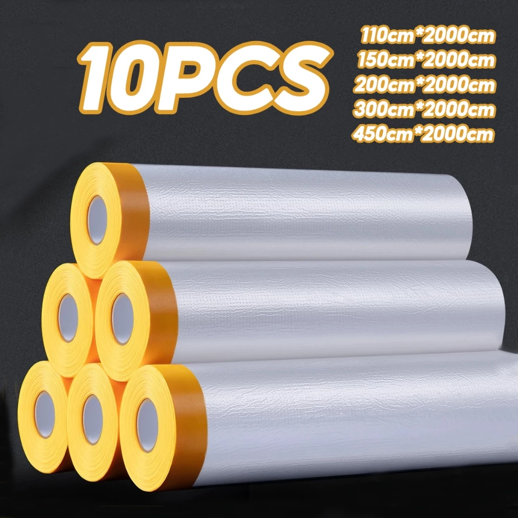 (10pcs) พลาสติกกันฝุ่น พลาสติกคลุมกันฝุ่นเฟอร์นิเจอร์ กันน้ำ กันฝุ่น ความเหนียวดี Tape Masking Film