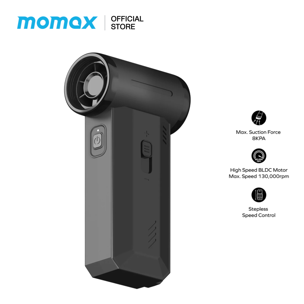 MOMAX พัดลมพกพา 1 Airo Multi-Use Turbo High-speed Fan and Cleaner พัดลมพร้อมเครื่องดูดฝุ่นพกพาในตัว