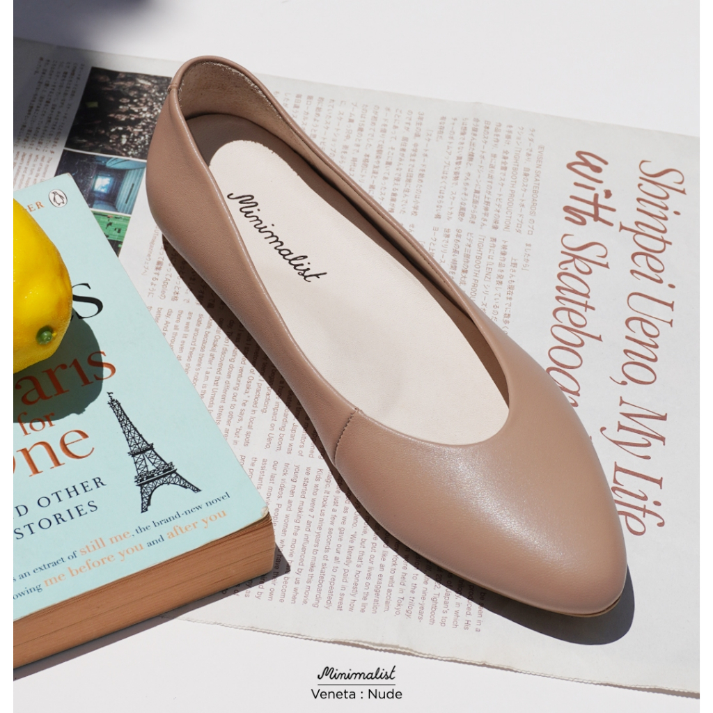 𝐌𝐈𝐍𝐈𝐌𝐀𝐋𝐈𝐒𝐓 รองเท้าคัทชูหนังแกะ รุ่น Veneta (nude) มีซัพพอร์ต พื้นไม่บาง