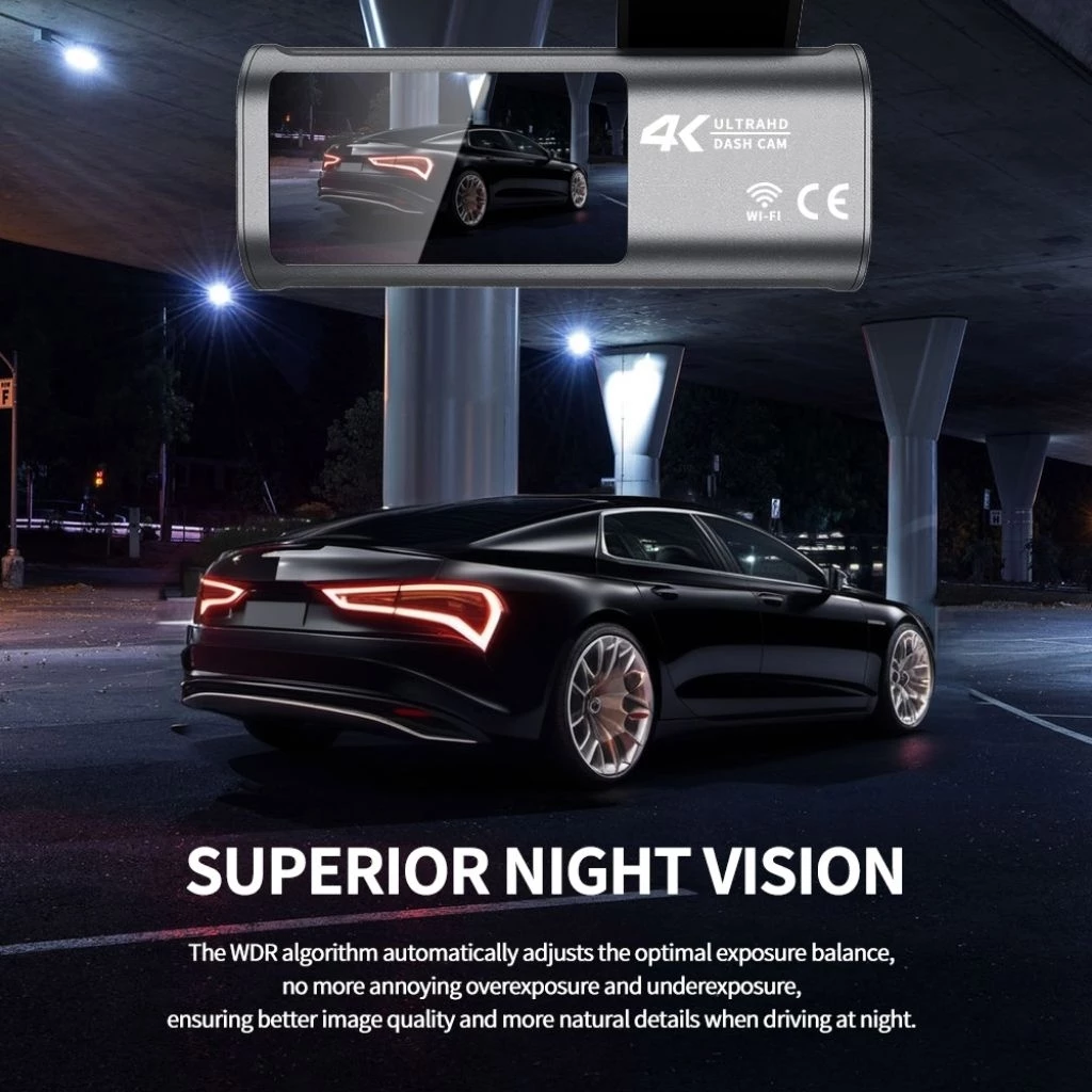 D28 4K dash cam กล้องติดรถยนต์  กล้องหน้า4K กล้องหลัง2K มุมกว้าง 170°การเชื่อมต่อ APP WiFi  โหมดกลางคืน Car camear thumbnail 6