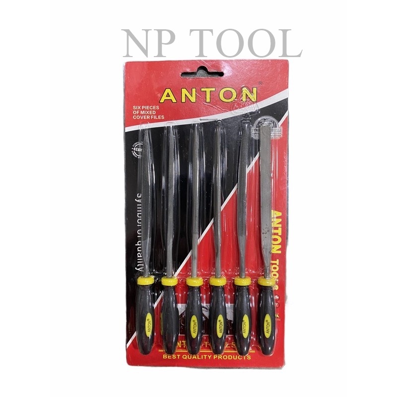 NP-212 ชุดตะไบ เหล็ก ตะไบ ไม้ 6ชิ้น 4นิ้ว ANTON