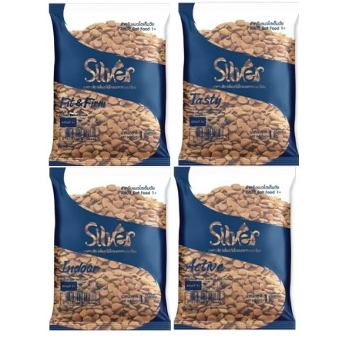 Silver อาหารแมวเม็ด เกรดพรีเมี่ยม  โซเดียมต่ำ ขนสวย สุขภาพดี ถุงแพ็คเกตบริษัท1kg.x4ถุง*โปรดอ่านรายละเอียดก่อนสั่งซื้อ