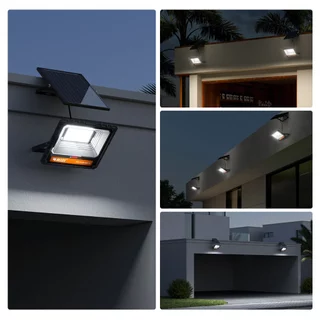 MODI ไฟสปอตไลท์โซล่าเซลล์ 50W80W120W200W300W400W เปิดได้ 3 แสง IP65 พลังงานแสงอาทิตย์ รีโมทคอนโทรล