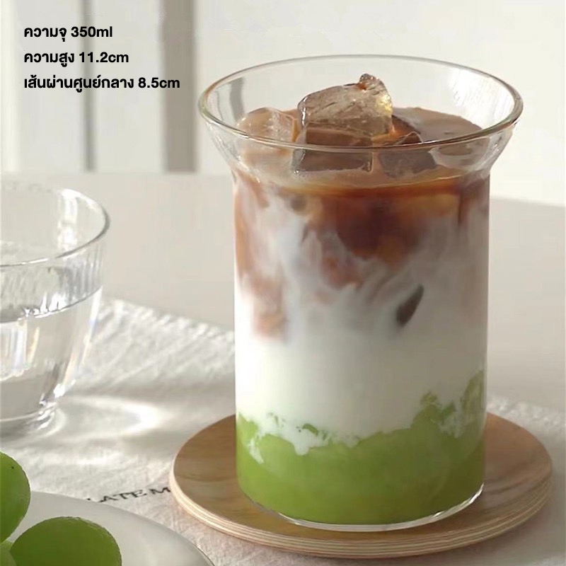 แก้วใส่กาแฟ ลาเต้ ชานม แก้วทรงสูง ใส่กาแฟเย็น ปากแก้วกว้าง แก้วคาเฟ่ แก้วสีใส สไตล์เกาหลี แก้วทรงสูง แก้วใส่มัทฉะเย็น - รูปที่ 6