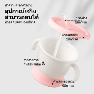 COD แก้วหัดดื่ม หลอดซิลิโคนนิ่ม ฝาซิลิโคน ง่ายต่อการหัดดูด 160ml ขวดน้ำฝึกดื่มสำหรับทารก