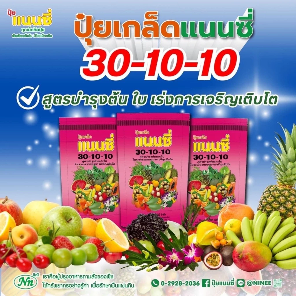ปุ๋ยเกล็ด 30-10-10 ( 1 กิโลกรัม ) ฉีดระยะแรก เร่งต้น เร่งเขียว กระตุ้นแตกกอ อาหารเสริม ฮอร์โมนพืช ฉีดได้กับทุกพืช ผัก