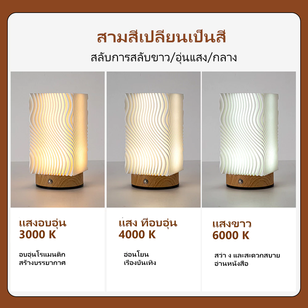 💡 โคมไฟตั้งโต๊ะ 3 สีอ่อน – 10 ระดับความสว่าง | หรี่แสงไฟกลางคืน thumbnail 7