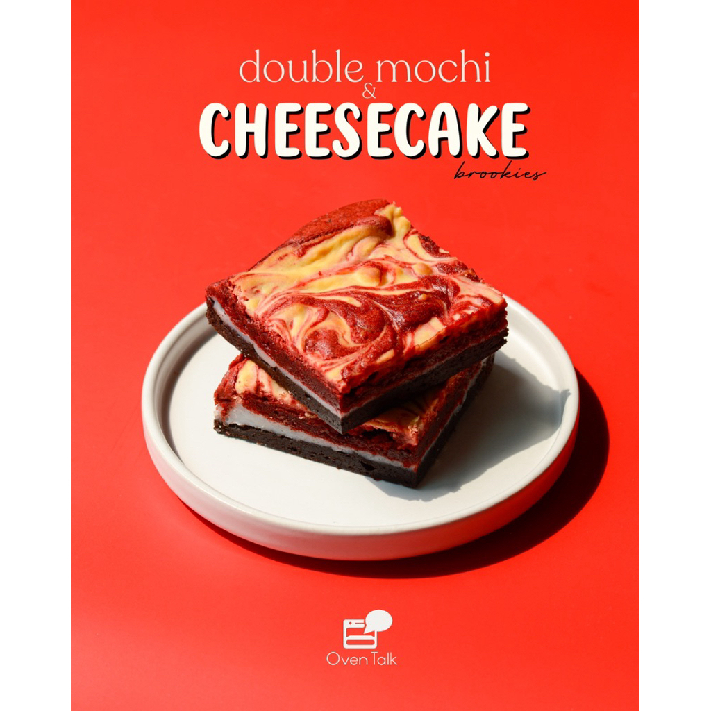 Double Mochi & CHEESECAKE Brookie บรูคกี้ชีสเค้กสอดไส้โมจิ | Oven Talk