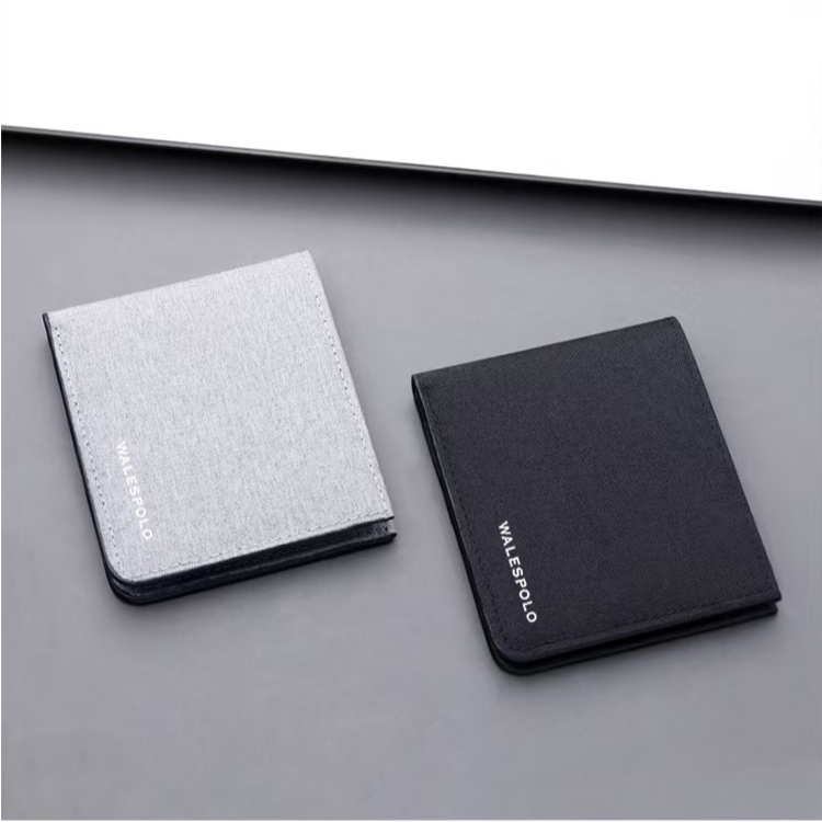 กระเป๋าสตางค์ ผ้าแคนวาส ใบสั้น ใส่บัตรเครดิตได้ สีดํา ฟ้า เทา แฟชั่นสําหรับผู้ชา