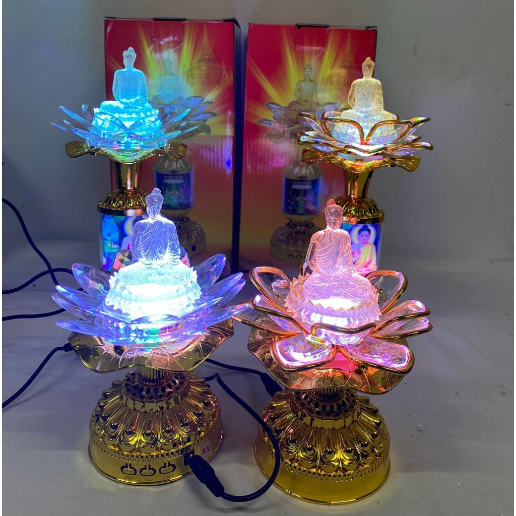 ไฟLEDเจดีย์พระพร้อมเสียงสวดพระพม่า18บทติดต่อกันพร้มไฟกระพริบสวยงาม