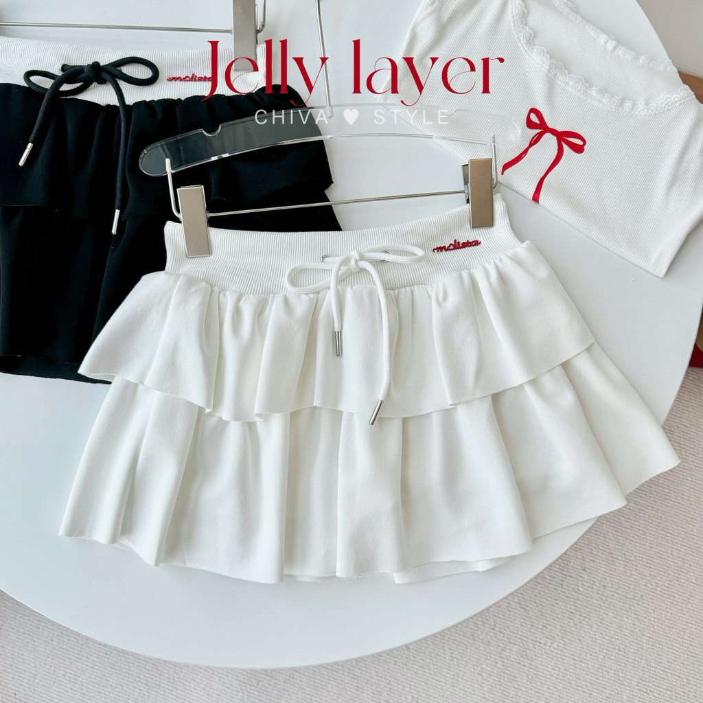 -𝐂𝐡𝐢𝐯𝐚- พร้อมส่ง‼️Jelly layer skirt | กระโปรงระบายเลเยอร์ ผ้านุ่มมาก!!