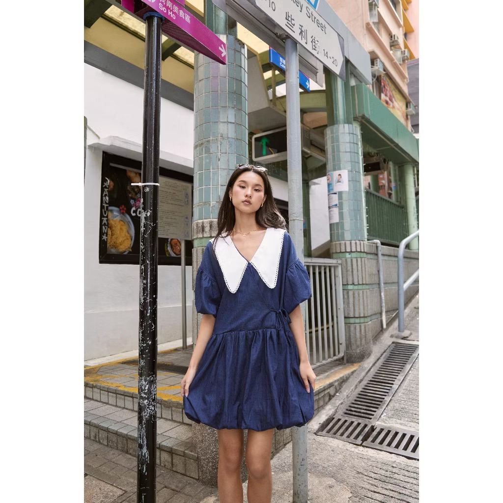 Pave bkk- Madison dress เดรสสั้นยีนส์ บอลลูน (s)