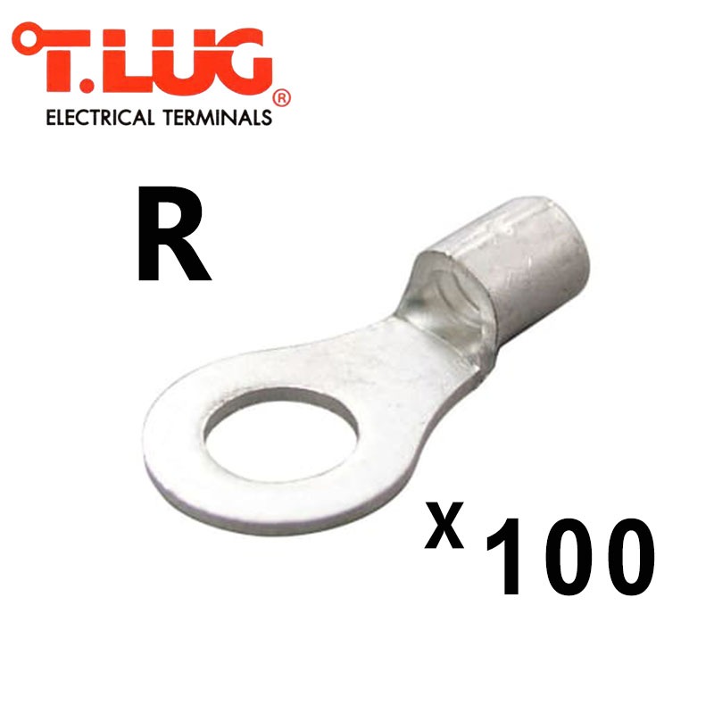 R6-4 R6-5 R6-6 R6-8 R6-10 R10-6 R10-10 หางปลากลมย้ำเปลือย ″T-LUG″ (100PCS/BAG) **ขายเป็นห่อๆละ100ชิ้น**