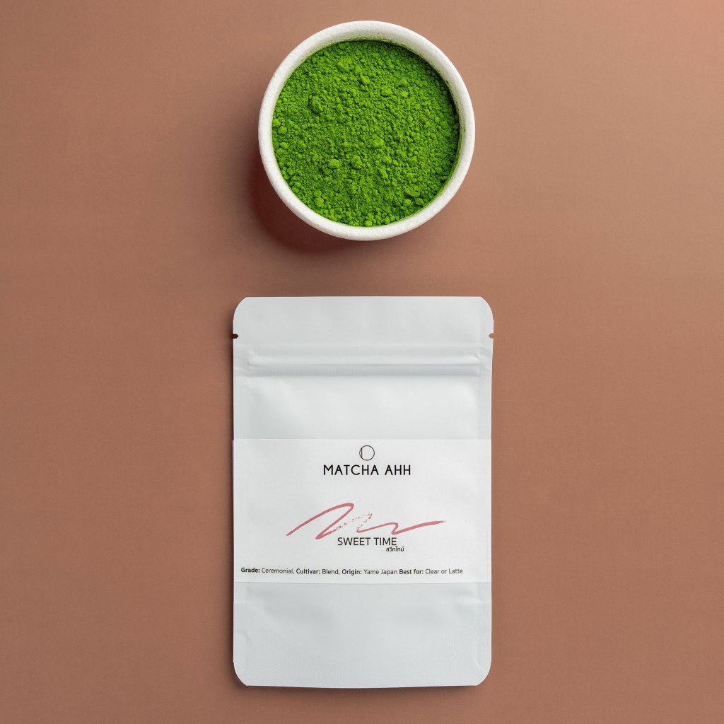 มัทฉะ Yame Sweet Time 100g โทนถั่ว [Matcha AHH] เกรดพิธีชงชา ผงมัทฉะแท้ 100% | Ceremonial Grade Matc
