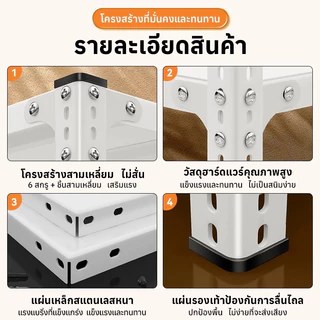 ชั้นวางของเหล็ก 3-6ชั้น แข็งแรง 200/180cm ชั้นเก็บอุป ขนาดเล็กประหยัดพื้นที่ ติดตั้งง่าย ความจุสูง ขาว ดำ แข็งแรง ทนทาน