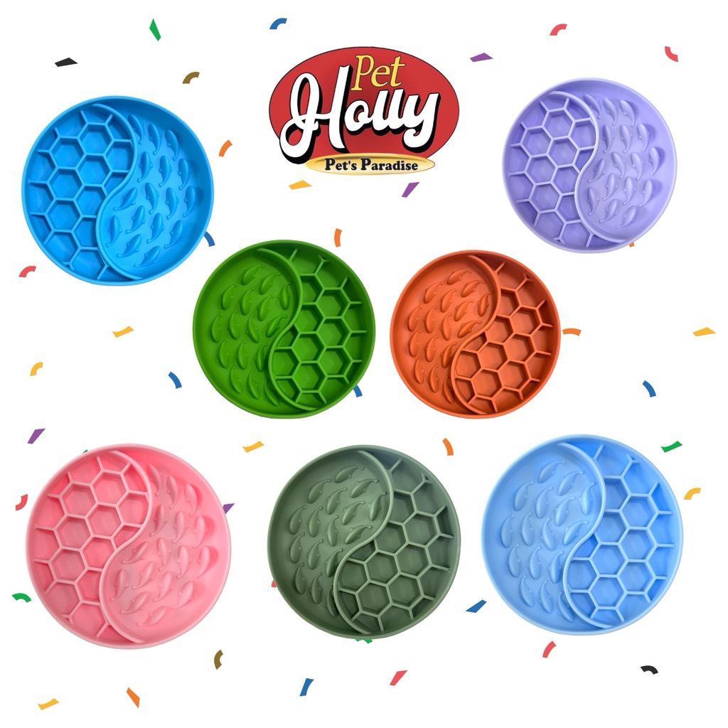 Pet Holly -  ชามซิลิโคน Slow feeder รุ่น รังผึ้ง+ปลา 19 cm ช่วยชะลอการกินและเพิ่มความสนุกให้น้องสัตว์เลี้ยง
