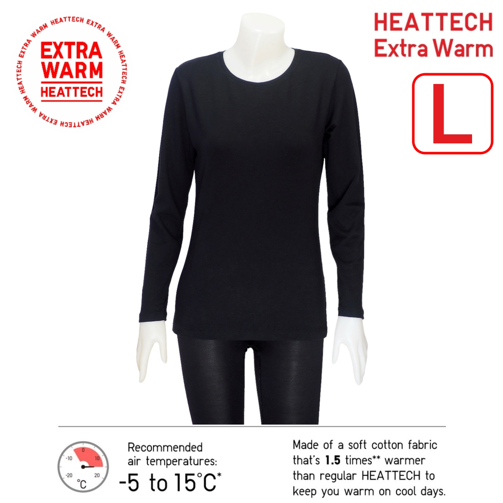 Extra Warm Size L Uniqlo Heattech  เสื้อฮีทเทคเอ็กตร้าวอร์มผู้หญิง  ฮีทเทคมือสอง  สภาพใหม่