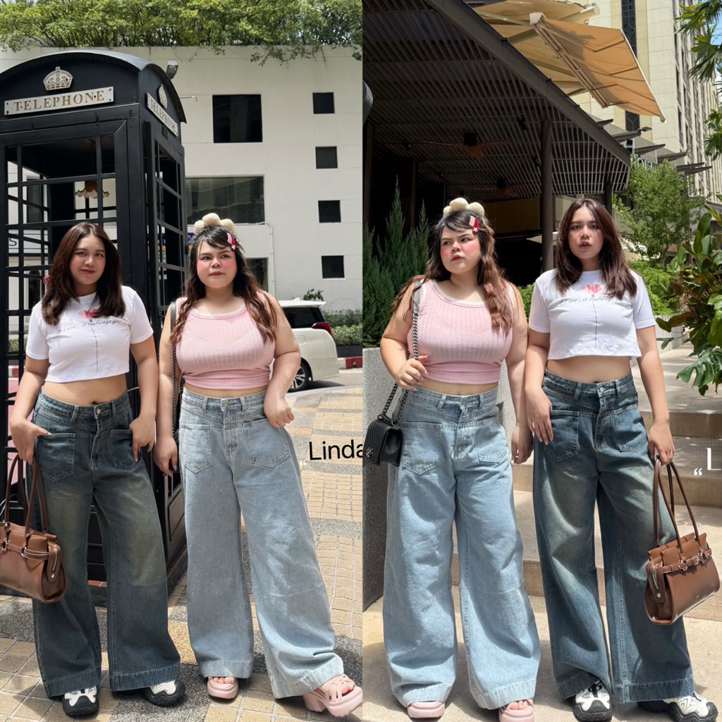 กางเกงยีนส์ ทรงขากระบอกใหญ่ ดีเทลกระเป๋าหน้า2ใบ ทรงสวย เก๋ แบบใหม่ไม่ซ้ำใคร เสื้อผ้าสาวอวบอ้วน พลัสไซส์ ไซส์ใหญ่