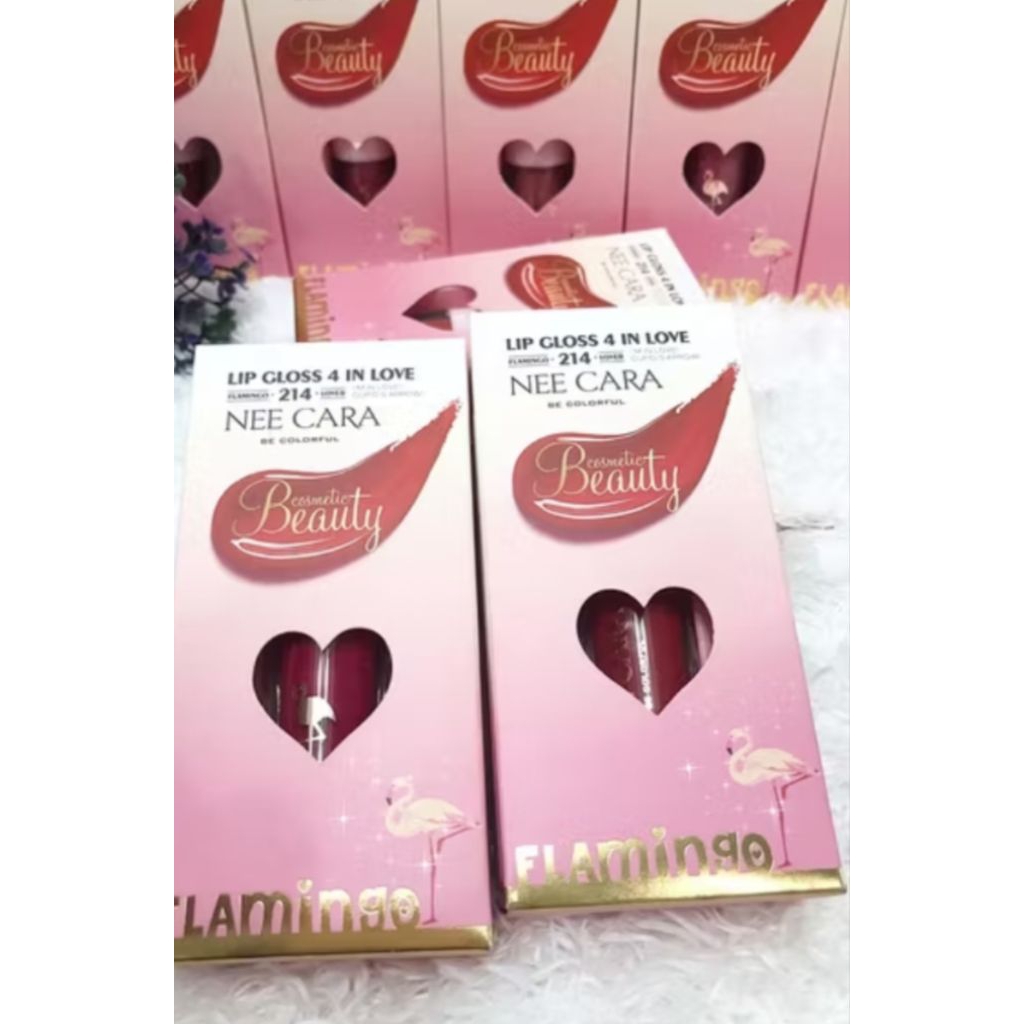 Lip gloss 4 in love Flamingo 🦩 NEE CARA ลิปจุ่มฟามิโก้ มี6สี เนื้อดีสีสวยติดทนนาน