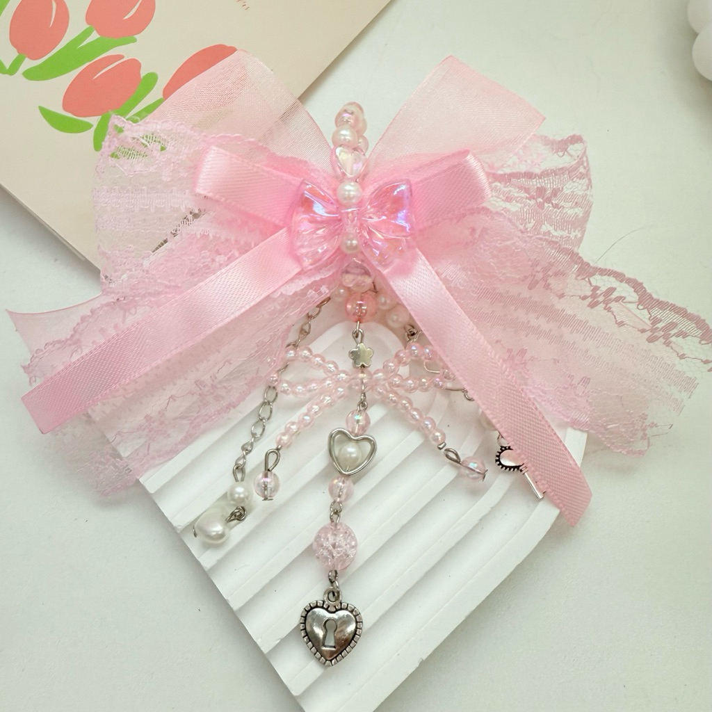 ที่รัดเข็มขัดนักเรียน สายรัดเข็มขัด ตัวตกเเต่งเข็มขัด ลูกไม้ลายโบว์ - รูปที่ 7