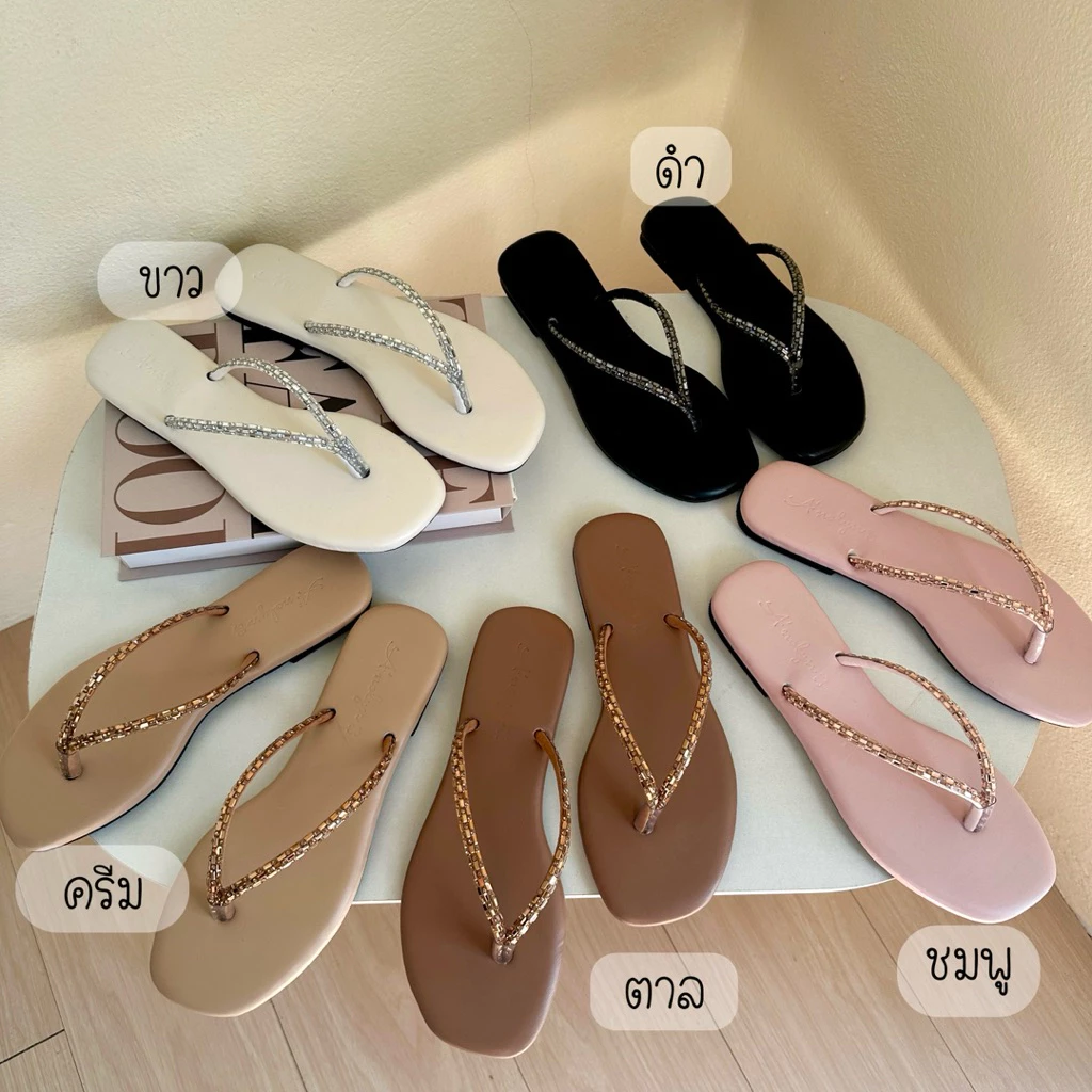 A'nolyn รุ่นคีบเพชร รองเท้าแตะพื้นนุ่ม (size 36-43) พร้อมกล่อง