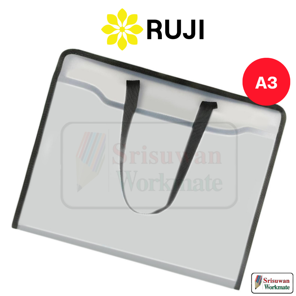 RUJI RJ-CLEARA3 กระเป๋าใส่แบบ สีใส A3 พร้อมสายสะพาย กระเป๋าใส่เอกสาร Project Drafting Portable