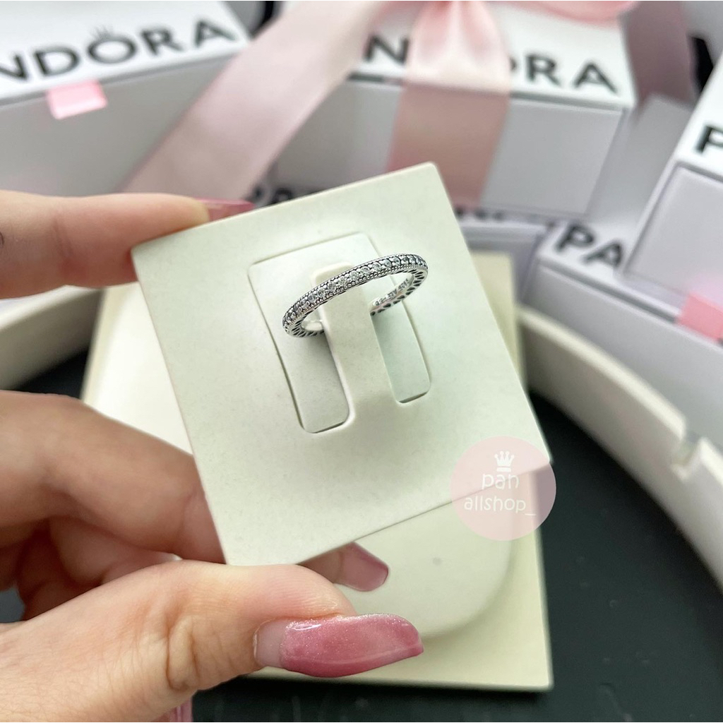 (ของแท้100%)❣️แถมกล่อง Pandora Sliver ring with cz แหวนเพชรรอบ