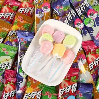 ลูกอม อมยิ้มรสโยเกิร์ต รสเปรี้ยวๆ หวานๆ Yoghurt lollipop 1 ชิ้น 4 กรัม มี 4 รส สตรอว์เอบร์รี่ แอปเปิ้ล องุ่น สับปะรด