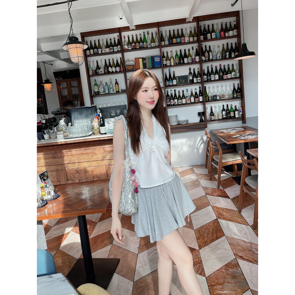 ส่งด่วน🚨 ขาว/เทา SLYQ STELLA JERSEY SKORTS กระโปรงเทนนิส กระโปรงกางเกงจีบรอบเอวยางยืด - รูปที่ 6