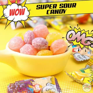 ลูกอมเปรี้ยว Superจี๊ดจ๊าด V.2 ลูกอมจี๊ดจ๊าด (1เม็ด/3g) 50-100ชิ้น Super sour Candy เปรี้ยวปรี๊ดดด! ลูกอมแก้ง่วง