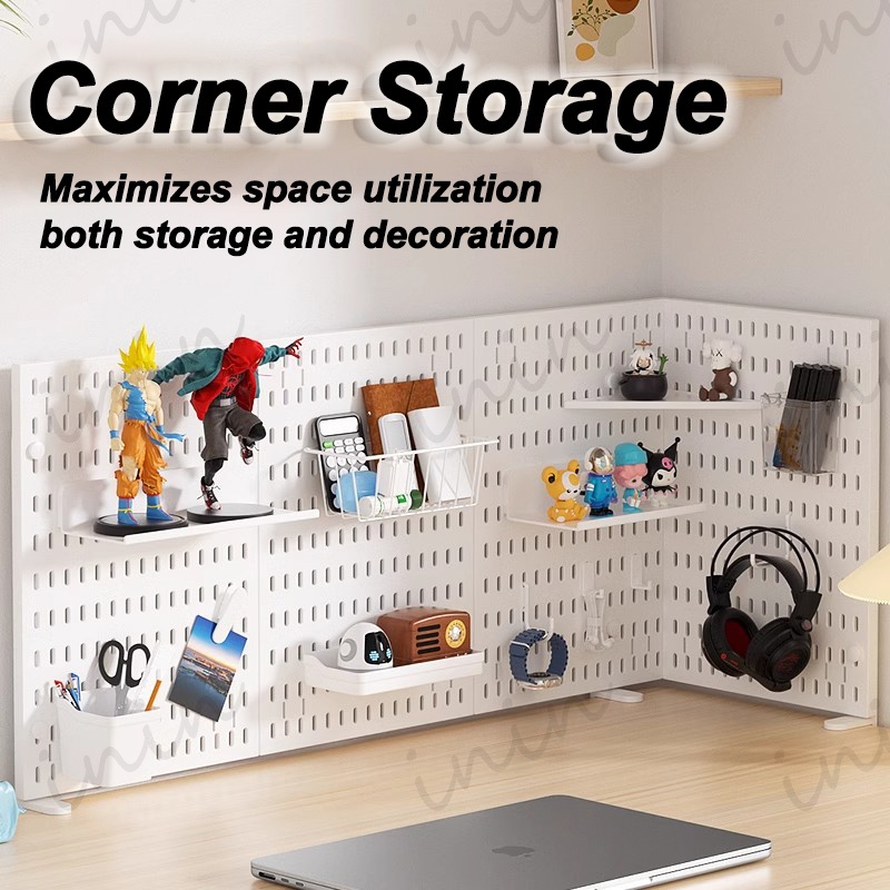 GooBoo DIY Pegboard Desktop เพ็กบอร์ด บอร์ดรูพลาสติก  สำหรับจัดเก็บของพร้อมชุดติดตั้ง ตัวจัดโต๊ะเล่นเกม
