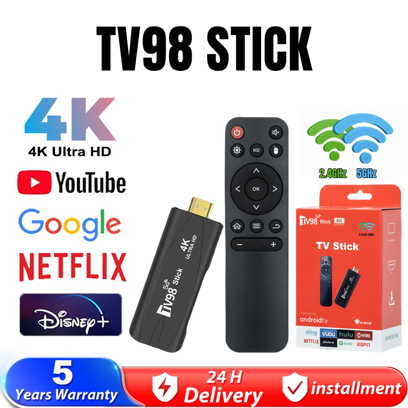 2025 TV98 Smart TV Stick 8GB+128GB Android 12.1 2.4G/5GWIFI Rockchip Unlock Netflix/Youtube Mini TV 