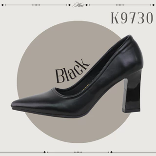 สินค้าพร้อมส่ง K9730 รองเท้าคัทชู ส้นก้อน สูง3นิ้ว มี 7สี หนังพียูหนังนิ่ม