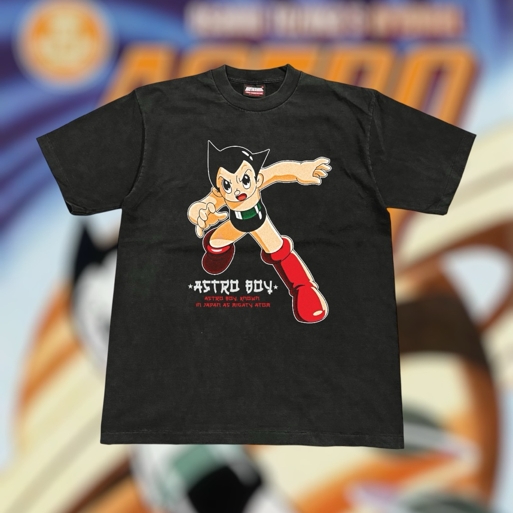 เสื้อยืดคอฟิต รุ่น Astro Boy V3. สีดำเฟด/สีดำ/สีขาว #DTGส่งไว