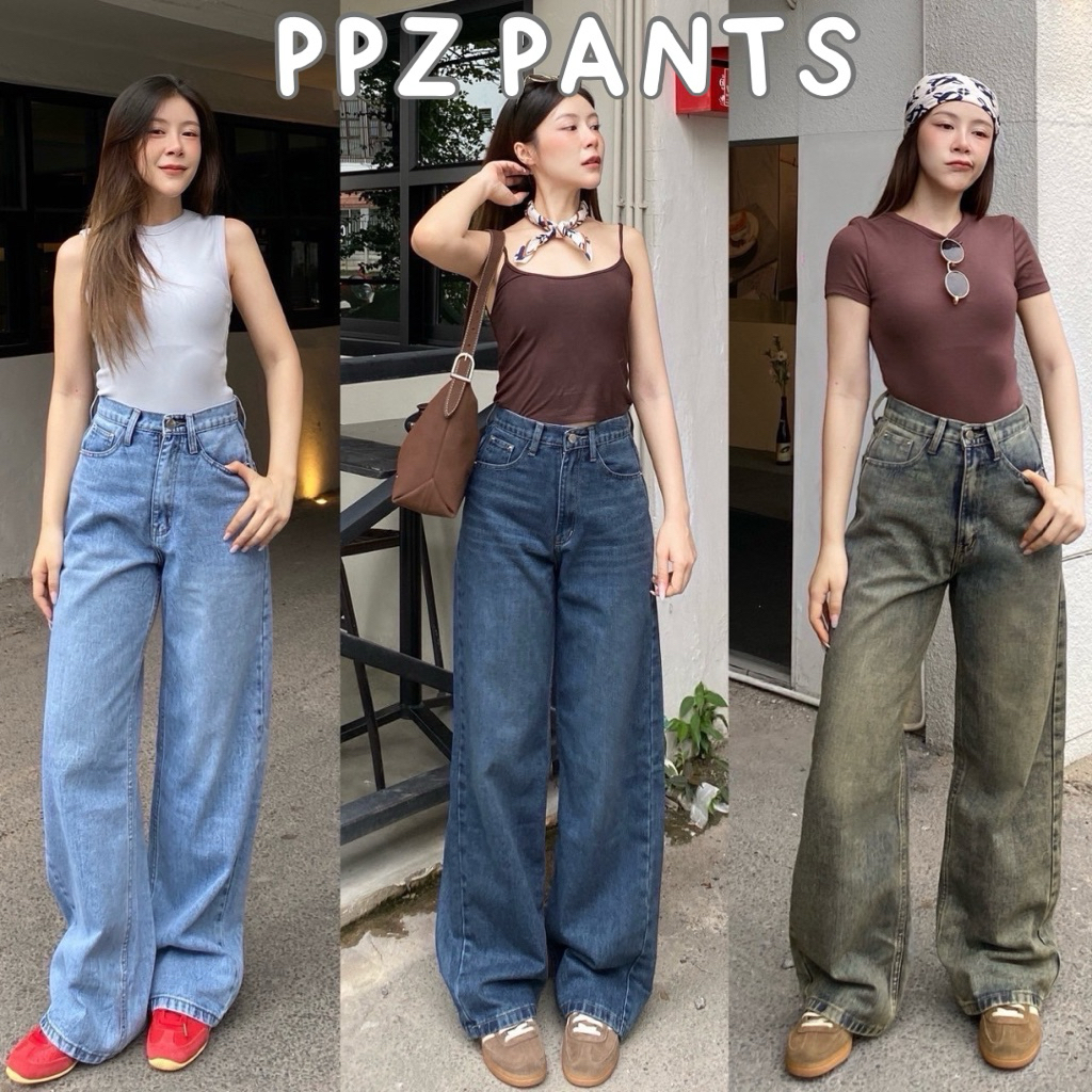 Basic Baggy Jeans✨กางเกงยีนส์ขากระบอกใหญ่ งานเบสิคผ้านุ่ม สะโพกหลวมๆ สีฟอกใหม่ กางเกงยีนส์ผู้หญิง