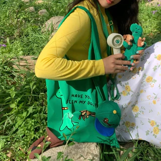 กระเป๋าพับเก็บได้ EAZY Have You Seen My Dog กระเป๋าชอปปิง ถุงผ้าพับได้ Eco Bag ลายหมาน่ารัก สไตล์เกาหลี JOGUMAN 2026