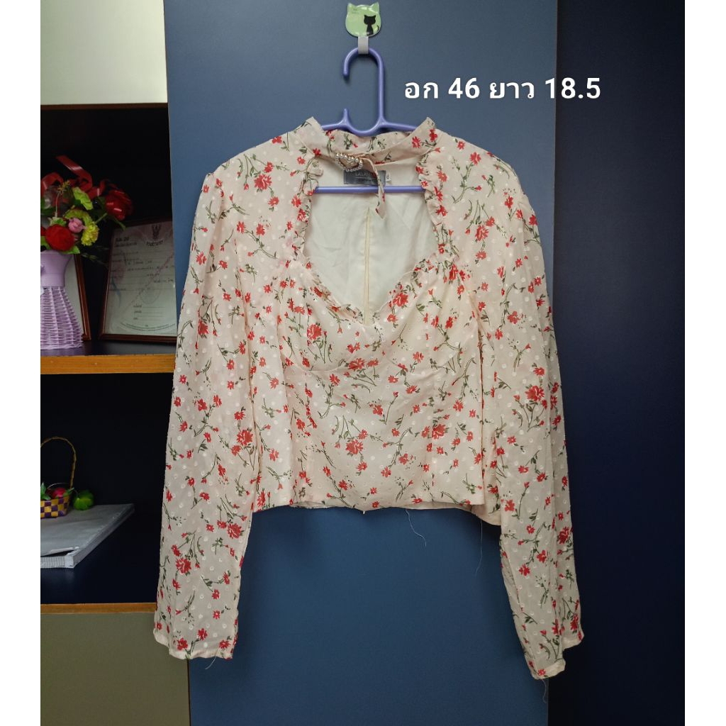 ส่งต่อ เสื้อครอปแขนยาว ผ้าชีฟอง พลัสไซส์ LALAMER