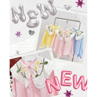 💐SHIRT DAISY 🌼เชิ้ตแขนยาวอก52“ทรง over size ✨แต่งปกระบายดีเทลตัวนี้ติดอะไหล่ดอก ที่ปกน่ารักมากกกกแมทช์ง่าย 🤍2529