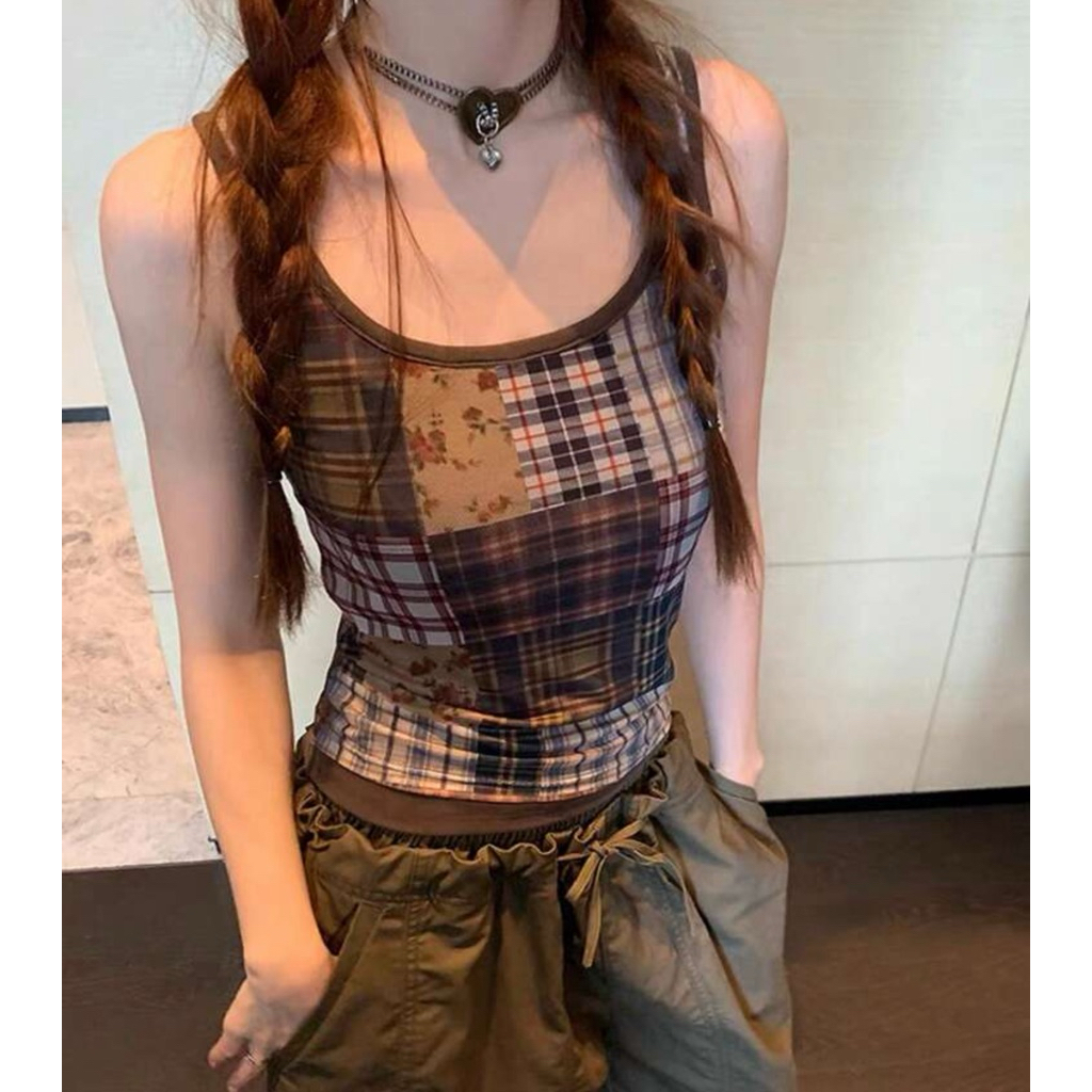 INAWLY สายเดียวสายคล้อง ลายตาราง