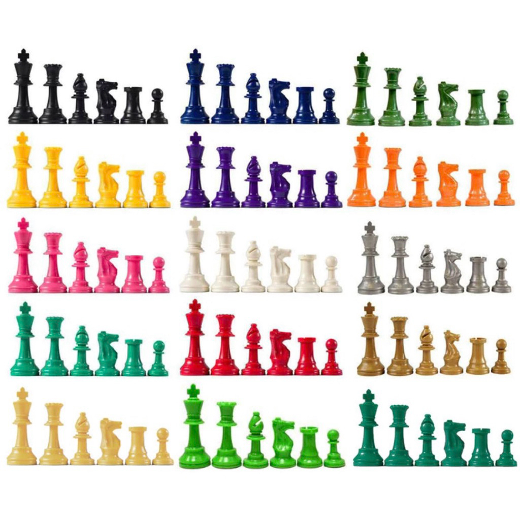 3 3/4'' ตัวหมากรุกสากลแบบสี(ครึ่งเซ็ต) Basic Club Chess Pieces - Color Half Set