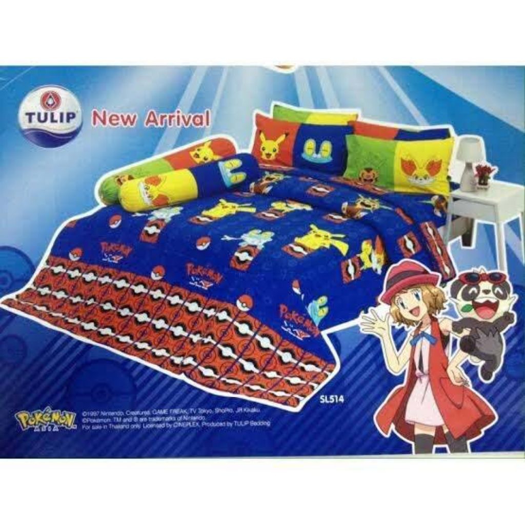 Tulip ชุดผ้าปูที่นอน6ฟุต ครบชุด รวมผ้านวม โปเกม่อน Pokemon รุ่น SL514 sl502
