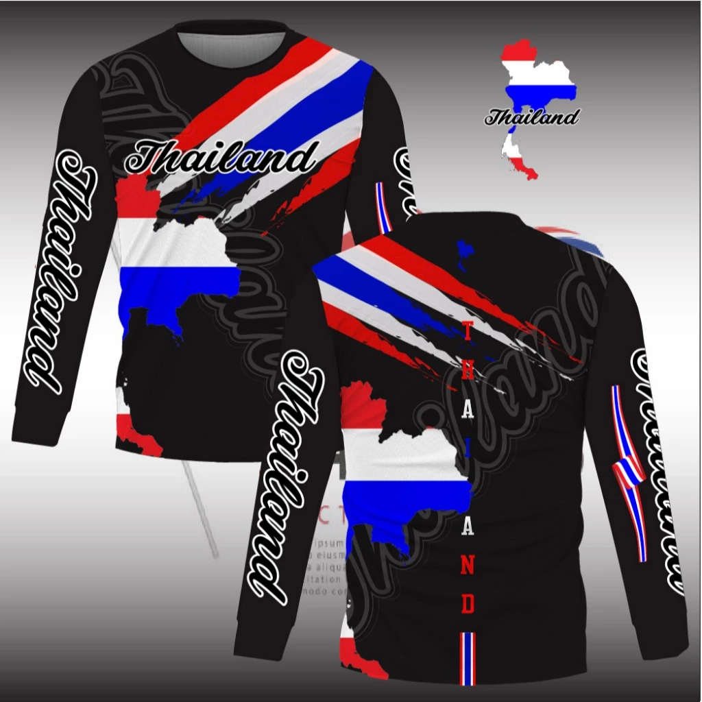 เสื้อกีฬาลาย ธงชาติ เเขนสั้นและแขนยาวเนื้อผ้าไมโครเกรดพรีเมี่ยม