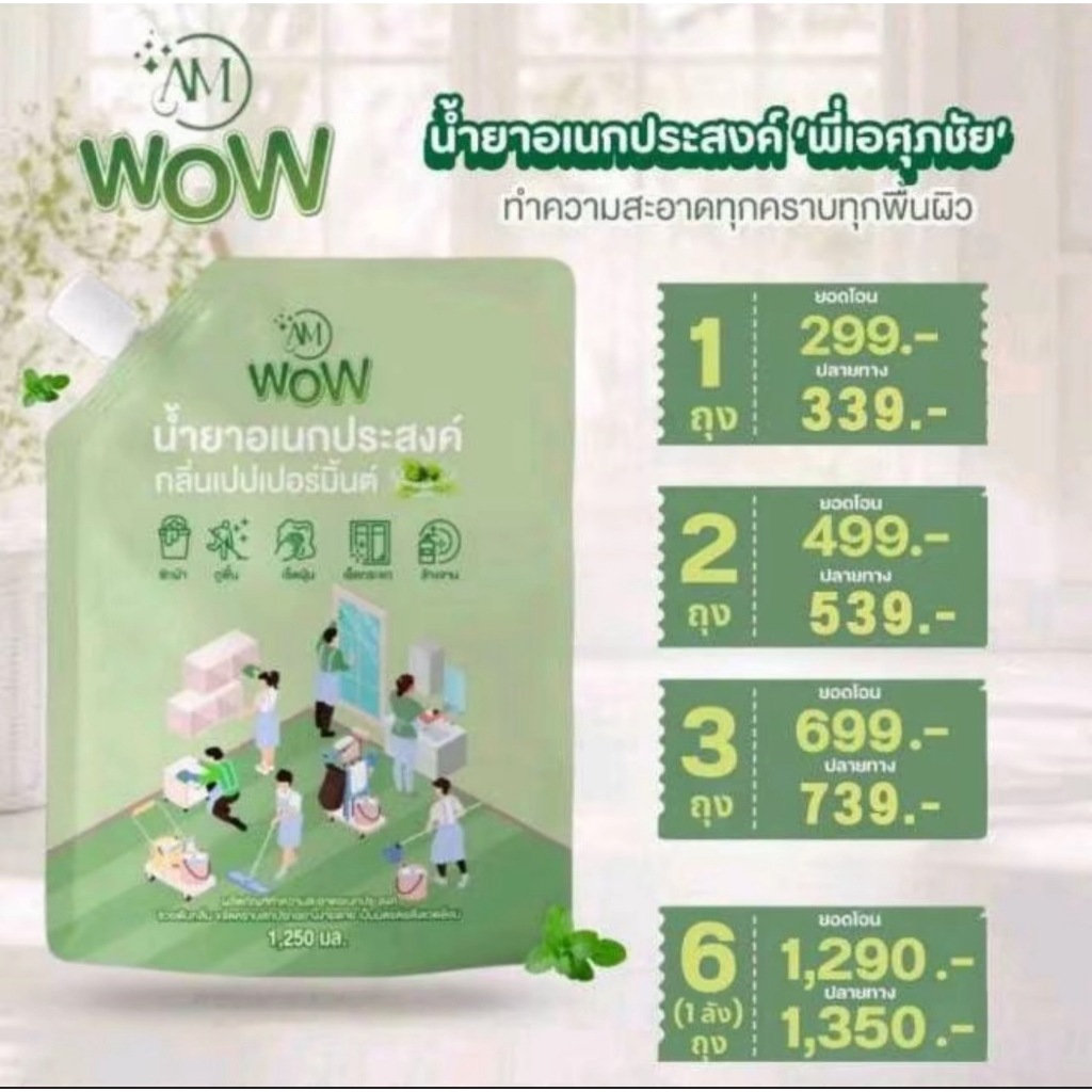 [พร้อมส่ง] AM WOW น้ำยาทําความสะอาดอเนกประสงค์กลิ่นเปปเปอร์มินต์ By พี่เอศุภชัย