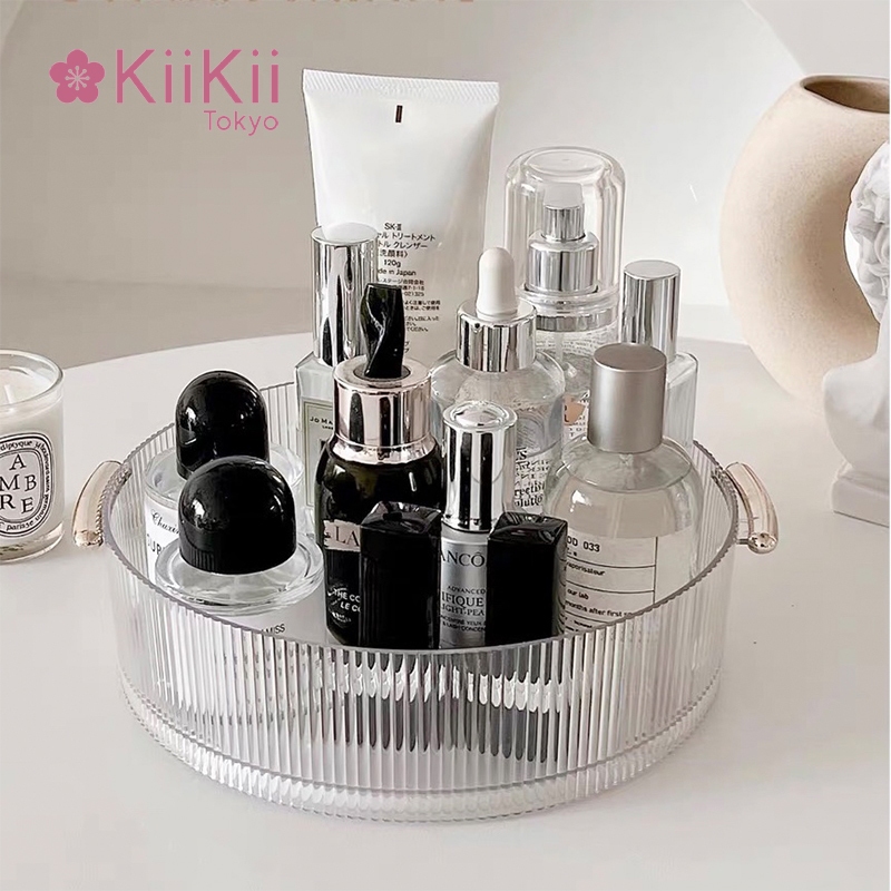 KiiKii Beauty กล่องใส่เครื่องสําอาง สามารถหมุนได้ 360° เครื่องปรุงรสแบบหมุนได้ กล่องเก็บของ ถาดอครีลิค