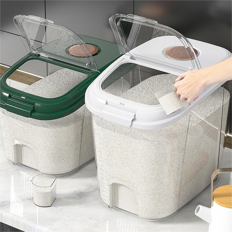 ถังเก็บข้าวสาร 5KG-15KG ที่เก็บข้าวสาร ถังเก็บข้าวสาร ถังข้าวสาร มีฝาเลื่อนเปิด-ปิด กันแมลง ตู้ครอบ 