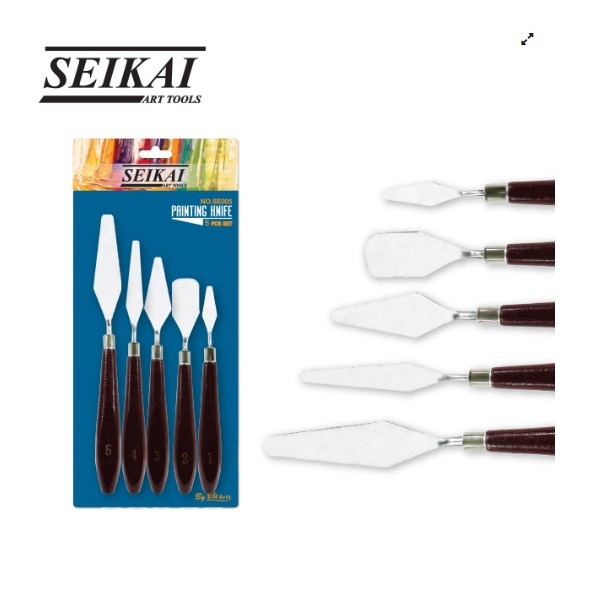 เกรียง เกรียงผสมสี ชุด 5 ด้าม เกรียงปาดสี เกรียงด้ามไม้ เกียง เกรียงเซไค Seikai Color trowel