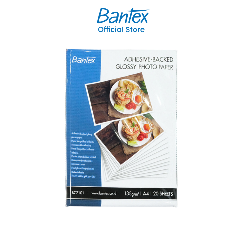 Bantex กระดาษโฟโต้ กระดาษพิมพ์ภาพ มันเงา คุณภาพสูง A4 135g/210g/230g แพ็ค 20 แผ่