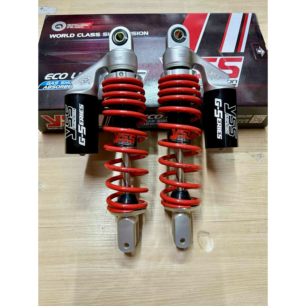 โช๊คYSSแท้ Nouvo135 รุ่น ECO-LINE สีแดง กระบอกดำความสูง 300 สำหรับใส่รถYAMAHA NOUVO135 Nouvo mxทุกรุ่น